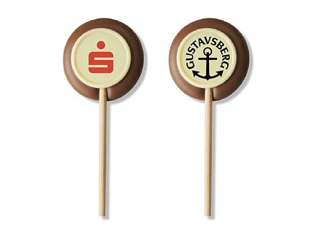 Lecca lecca di cioccolato ,stampa alimentaria direttamente sul cioccolato 